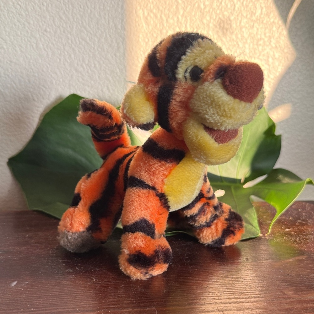 Vintage 1990s Plush Tiger Toy with Stripes
